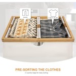 竹制洗衣篮供应商-米色165升可折叠储物架