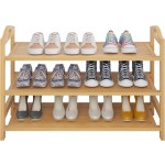 竹制鞋架供应商-三层带餐具储物