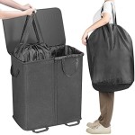 竹制洗衣篮生产商-双可拆卸袋可折叠