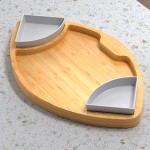 竹制服务托盘厂家-足球形状带蘸料盘