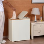 竹制洗衣篮厂家-140升可折叠双篮带盖