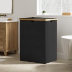 竹制洗衣篮厂家-黑色165升可折叠双篮