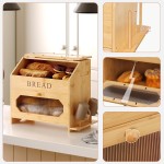 竹制面包盒厂家-双层亚克力门餐具储物