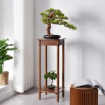 竹制花展示架生产商-极简花盆架