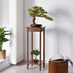 竹制花展示架生产商-极简花盆架