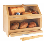 竹制面包盒厂家-双层透明窗盖