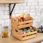 竹制水果篮供应商-双层长方形收纳器批发