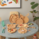 竹制喂养托盘供应商-硅胶吸盘幼儿