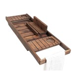 Home Decor Bath Tray Factory - JUNJI Wood Bath Tray Board Summer Vacation Gift Spa Caddy