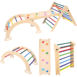 彩虹攀爬套装厂家-彩虹木三角攀爬架可折叠室内坡道