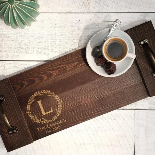 Serving Tray Factory - JUNJI Personalized Rustic Serving Tray Housewarming Gifts