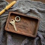 Wood Tray Manufacturer - JUNJI Rectangle Engraved Tray Key Dish Desktop Storage Organizer