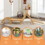 木攀爬套装厂家-6合1蒙特梭利攀爬套装三角坡道拱滑梯