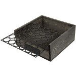 Eggs Display Stand Supplier - JUNJI 2 Tier Vintage Gray Wood Metal Wire Display Basket