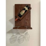 Wooden Wine Rack Factory - Rustic Wooden Wall Mounted Bottle Glass Holder Caddy Decor
