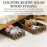 Bed Storage Box Manufacturer - Rustic Burnt Wood Box with Rope Handles Underbed Organizer