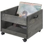 Vinyl Record Crate Manufacturer - JUNJI Vinyl Record Storage Crate LP Organizer with Wheels