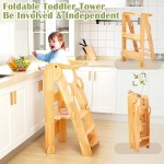 Foldable Step Stool Supplier - 3-Level Wood Toddler Tower with Safety Rails Montessori