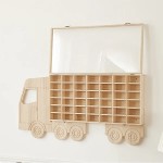 玩具车展示架厂家-木玩具车架容纳42辆压铸车整理柜