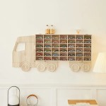 玩具车展示架厂家-木玩具车架容纳42辆压铸车整理柜