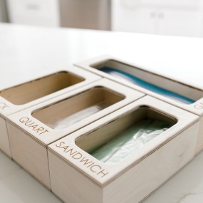 Drawer Storage Container Manufacturer - JUNJI Wood Kitchen Drawer Container Ziplock Organizer