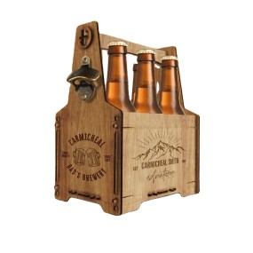 Beer Caddy Supplier - Wooden Beer Caddy Farm House Wine Bottle Caddy with Handle