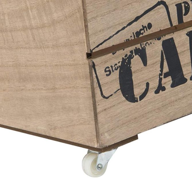 LP Record Crate Supplier - JUNJI Handmade Rustic LP Storage Crate on Wheels with Handles