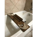 Handmade Bathtub Tray Supplier - JUNJI Customizable Wood Bathtub Caddy with Book Holder