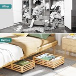 Underbed Organizer Factory - Sturdy Bamboo Rolling Bed Shoe Storage Drawer Containers