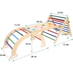 彩虹攀爬套装厂家-彩虹木三角攀爬架可折叠室内坡道
