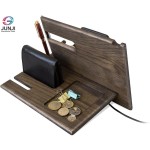 Desk Storage Organizer Supplier - JUNJI Bamboo Desk Organizer Phone Docking Station Key