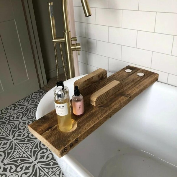 Bathtub Caddy Manufacturer - JUNJI Wood Bathtub Tray with Dowels Soap Holder Phone Stand