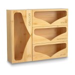 Sandwich Bag Organizer Factory - JUNJI Bamboo Sandwich Bag Organizer Baggie Holder Drawer