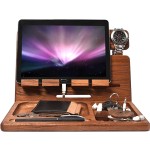 手机iPad架厂家-木手机iPad架手表架充电 docking站