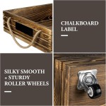 Bed Storage Box Manufacturer - Rustic Burnt Wood Box with Rope Handles Underbed Organizer
