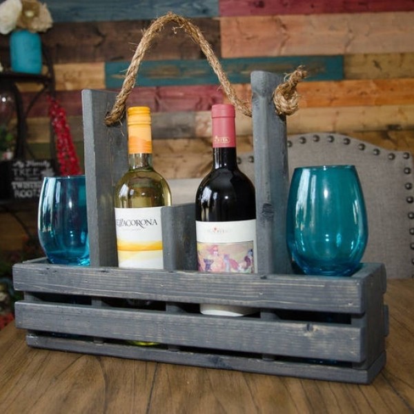 Wine Bottle Holder Manufacturer - JUNJI Wooden Wine Bottle Holder Tote Wedding Gift Crate
