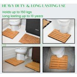 Bath Mat Supplier - JUNJI Rubber Back Bamboo Mat Contoured U-Shaped Toilet Decor