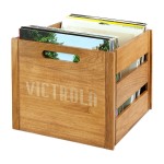 Wood Box Manufacturer - JUNJI Natural Brown Victrola Wooden Record Crate Storage Box