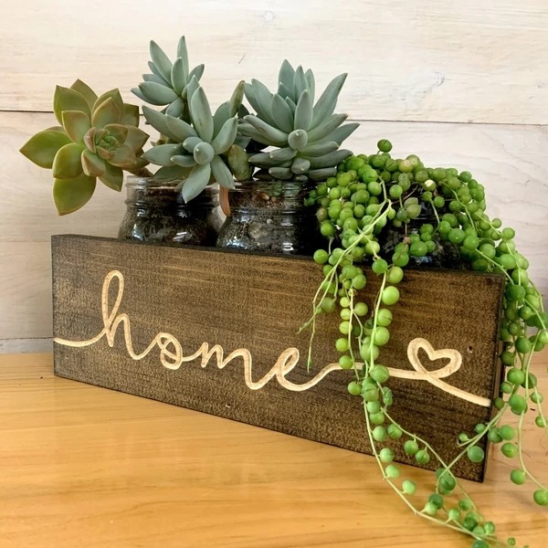 桌面装饰厂家-装饰木家居桌梅森罐人造花架