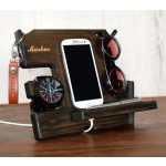 Wood Docking Station Manufacturer - Natural Walnut Wood Home Style Organizer for Men