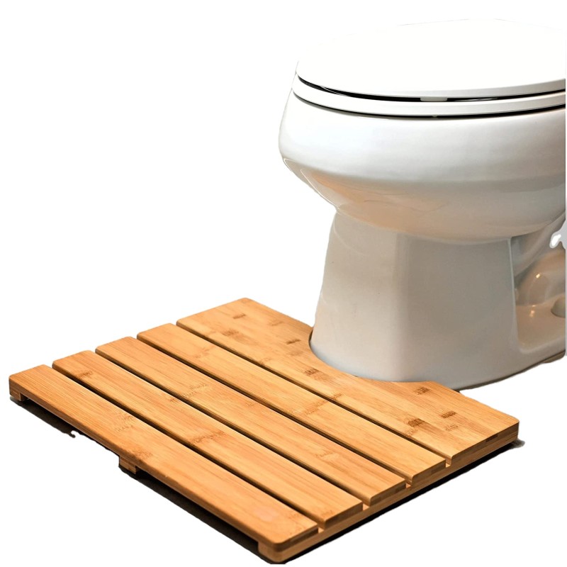 Bath Mat Supplier - JUNJI Rubber Back Bamboo Mat Contoured U-Shaped Toilet Decor