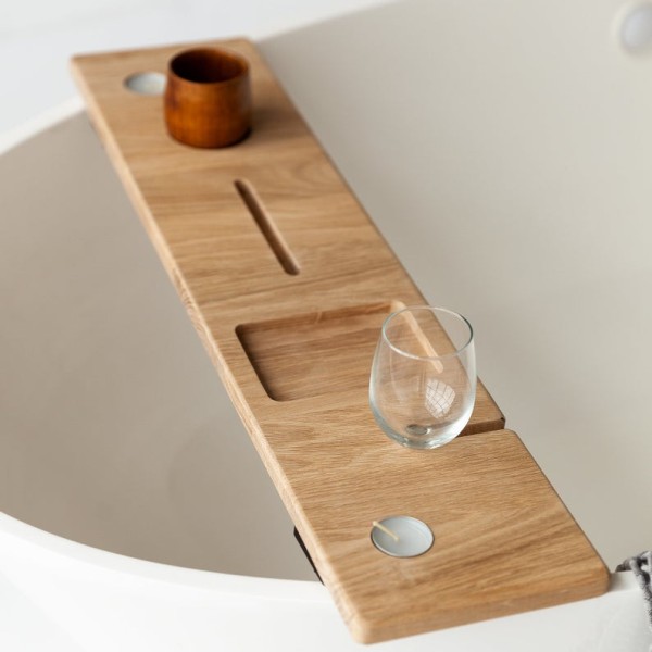 Bathroom Accessories Manufacturer - JUNJI Handmade Wholesale Wood Bathtub Tray Rustic Board
