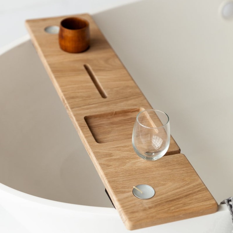 Bathroom Accessories Manufacturer - JUNJI Handmade Wholesale Wood Bathtub Tray Rustic Board