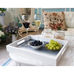 Wooden Round Tray Manufacturer - JUNJI Rustic Wooden Round Serving Ottoman Tray Personalized