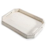 Serving Tray Factory - JUNJI Rustic Whitewashed Wood Tray with Cut Out Handles Farmhouse