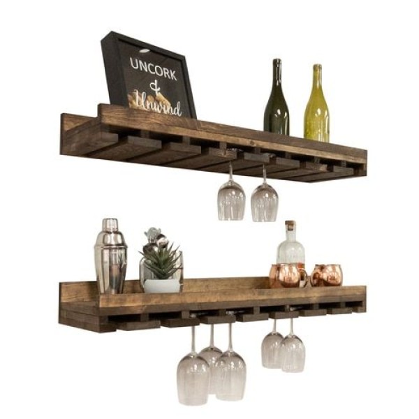 Wall Mounted Rack Factory - JUNJI Tiered Wall Mounted Wine Glass Rack Set of 2
