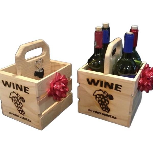 Wine Bottle Caddy Supplier - JUNJI Cheap Wooden Countryside Bottle Holder Bar Tool