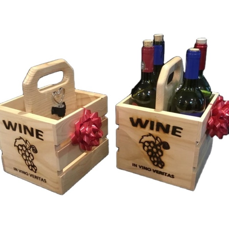 Wine Bottle Caddy Supplier - JUNJI Cheap Wooden Countryside Bottle Holder Bar Tool