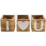 Flower Pots Supplier - 3-Piece Wood Square Succulents Pots for Indoor Home Decor