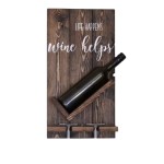Wooden Wine Rack Factory - Rustic Wooden Wall Mounted Bottle Glass Holder Caddy Decor